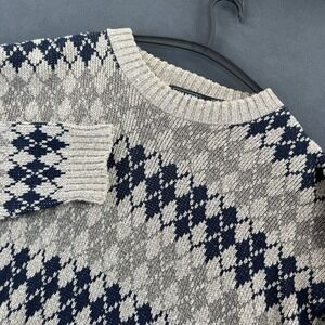 Vintage SCANDIA Argyle Cotton Knit Sweater Mens L Made In USA 80s 90s Grandpa